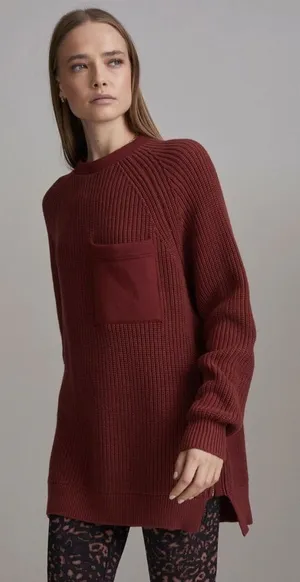 Varley Matteson Knit Sweater Russett Brown Anthropologie Long Tunic Knit XS thumbnail 1