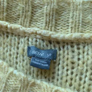 Aerie Cable Knit‎ Sweater Womens Small Yellow Tunic Long Sleeve Wool Oversized thumbnail 4