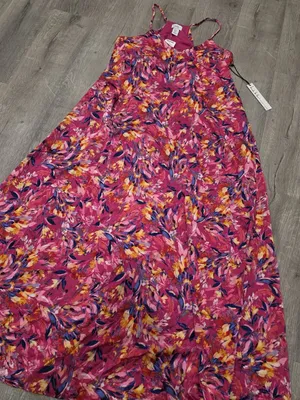 NWT Nicole Miller Women's Floral Maxi Dress Sleeveless Pink Multicolor XL thumbnail 6