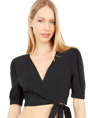 BCBGeneration Short Sleeve Wrap Crop Top –‎ Size Large (NWT) thumbnail 1