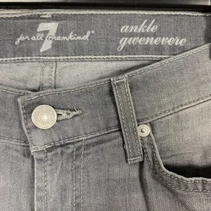 7 For All Mankind Ankle Guinevere‎ Gray Distressed Skinny Jeans 24 thumbnail 6