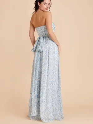 NWT Birdy Grey Women’s Grace Chiffon Maxi Dress with Slit Blue Dreamy Ditsy XXL thumbnail 2
