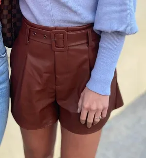 Brown Leather Shorts thumbnail 1
