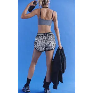Free‎ People FP Movement Shining Star Sequin Shorts Metallic Black Combo S NWT thumbnail 2