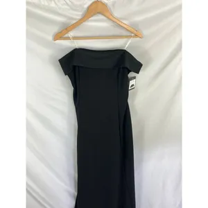 NWT Marina Long Strapless Crepe Dress Black Size Large thumbnail 4