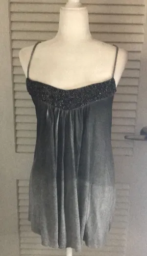 Silence + Noise Sequin Sweetheart Neckline Tank Top L Flaws Rocker Coquette Girl thumbnail 1