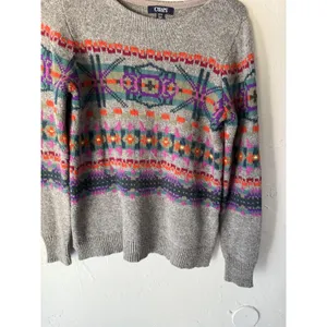 Chaps Sweater Womens Small‎ Fair Isle Pullover Crewneck Cotton Blend Colorful thumbnail 3