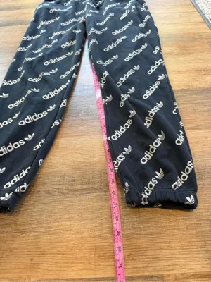 adidas Black Joggers with Allover White Logo Print Women’s Large thumbnail 5