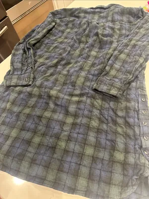 Madewell Flannel Green and blue Plaid Shirt Dress size medium thumbnail 4