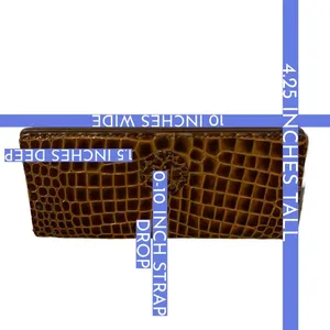 Antonio Melani Faux Brown Patent Leather Crocodile Embossed Clutch/Shoulder Bag thumbnail 14