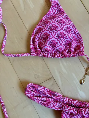 Pink Patterned Bikini BOTTOMS!! thumbnail 2