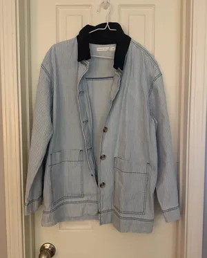 Altar'd State Utility Jacket Blue Stripe Medium NWT thumbnail 1