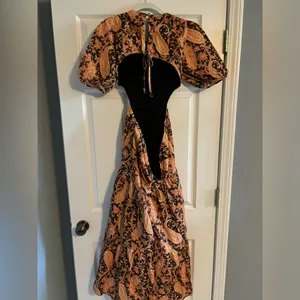 Charlie Holiday Anthropology Black and Orange Paisley Maxi Dress with Cutouts thumbnail 10