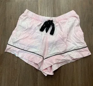 Victoria's Secret‎ Pink Plaid Pajama Shorts Gold Metallic Trim Women's Medium thumbnail 1