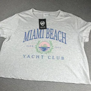 Where I'm From Miami Beach Yacht Club Woman’s Cropped Shirt CropTop Size Large thumbnail 1