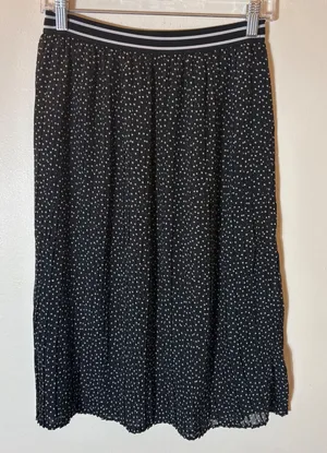 Abercrombie & Fitch Polka Dot Pleated Midi Skirt‎ Elastic Waist Size XS thumbnail 1