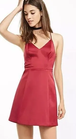Womens Express Red Racerback Structured Sleeveless Party Fit + Flare Dress Sz 0 thumbnail 1