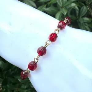 Avon Red Crystal Gold tone cross charm Bracelet thumbnail 2