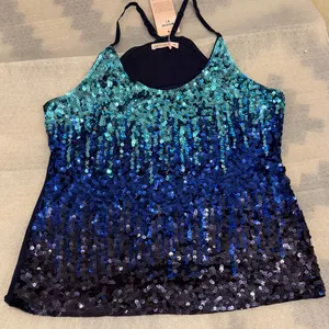 Marigold Sequin Ombre Camisole - Teal to Navy thumbnail 1