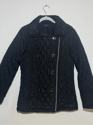 Harve Benard Black Quilted Double-Breasted Pea Coat thumbnail 2