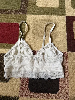 aerie White Ribbed Lace Bralette thumbnail 2