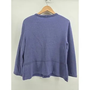 St John Cardigan Womens M Santana Knit Periwinkle Blue V-Neck Button EUC thumbnail 3