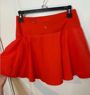 CRZ Yoga Red High Waisted Tennis Mini Pleated Skirt Spandex Inner Shorts Skort thumbnail 5