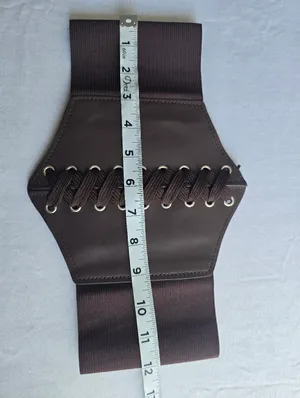 Vintage Style Brown Faux Leather Lace Up‎ Elastic Girdle Casual Wide Waistband thumbnail 12