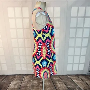 Annie Griffin silk kaleidoscope colorful summer dress size medium thumbnail 5