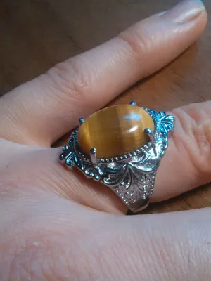 Tiger's Eye Stainless Steel Ring (Size 6) thumbnail 12