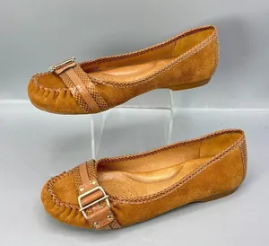 Nurture Ballet Loafers Women 7.5 Brown Suede Snake Print Round Toe Slip On Shoes thumbnail 1