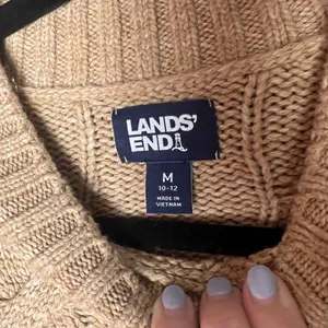 Lands' End Tan Cowl Neck Cable Knit Sweater Academia Fishetman Coast Grandpa thumbnail 2