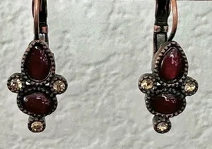 Copper tone and red earrings thumbnail 1