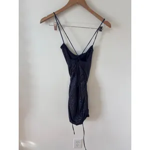 Lucy in the Sky Navy Sparkle Ruched Mini Dress Spaghetti‎ Straps thumbnail 2