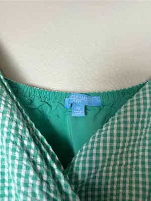 Draper James Green Gingham Puff Sleeve Dress Vacation Size 2X thumbnail 4