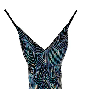 NWT‎ AlexQueen Blue Purple Sequin V Neck Maxi Prom Dress Backless Large thumbnail 8