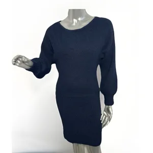 MESHKI Rafferty Navy Blue Knit Mini Sweater Dress XS NWT Boat Neck Puff Sleeve thumbnail 4