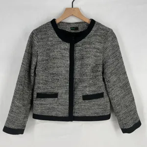 Stile Benetton Blazer Womens S Black White Tweed Casual Office Work‎ Snap Front thumbnail 1