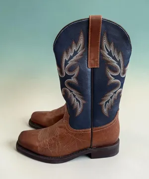 MASTERSON BOOT CO Women’s Navy Brown Leather Cowboy Western Boots Sz 9.5 NEW NWO thumbnail 1