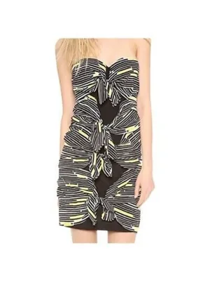 VERONICA BEARD Yellow Black Strapless Dress Size 4 NEW without tags thumbnail 3