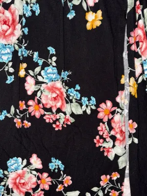 Papermoon Black Floral Wrap Maxi Dress with Pink, Blue & Yellow Blooms thumbnail 3