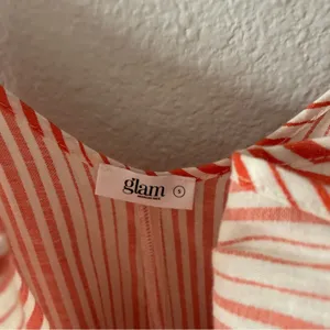 GLAM Striped Babydoll Dress Orange & Cream NWOT thumbnail 2