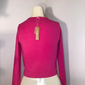 SKIMS NWT Cropped Long Sleeve T-Shirt Top AP-LGS-1370 Raspberry Size 2X thumbnail 3