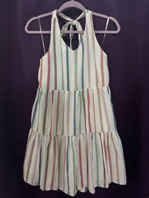American Eagle Striped Halter Dress Linen thumbnail 2