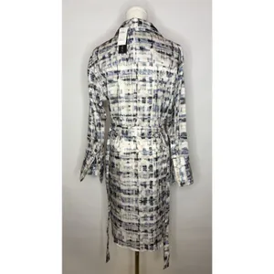 Banana Republic XS Abstract Shirt Dress NWT Belted Long Sleeve Blue White‎ Midi thumbnail 4