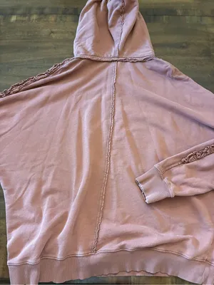 Free People XOXO Hoodie Sweatshirt Large Antique Oak Orange Ruffles thumbnail 4