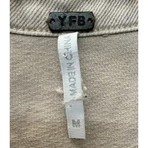 YFB Young Fabulous & Broke Tan Khaki Utility Jumpsuit Short Sleeve Button Up M thumbnail 3