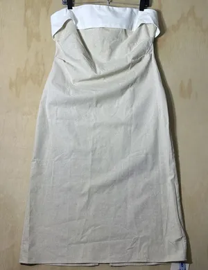 Cider‎ LINEN-BLEND COLLARLESS SOLID SPLIT RUCHED ZIPPER MIDI DRESS thumbnail 1