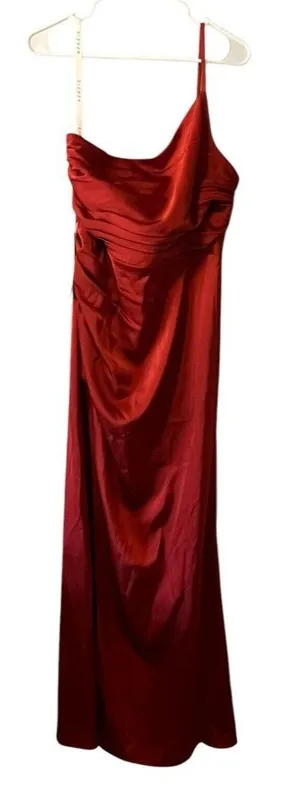 NWT Azazie Eren Bronzer Satin Mermaid Full Length Dress Custom Size A12‎ Rust thumbnail 1