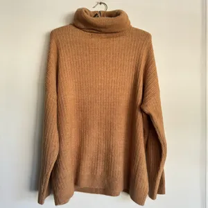 ASOS EDITION‎ Rib Knit Half Zip Oversized Turtleneck Collar Sweater Camel Size S thumbnail 6